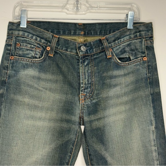 7 For All Mankind Dirty Wash Blue Boot Cut Jeans Mid Rise Vintage Y2K Sz 28 EUC - Picture 7 of 14